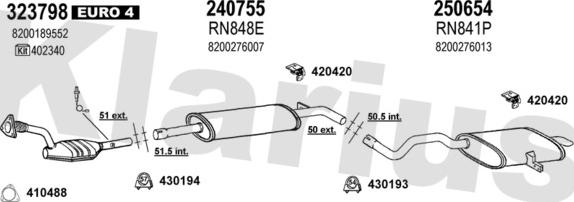 Klarius 721325E - Система випуску ОГ autocars.com.ua