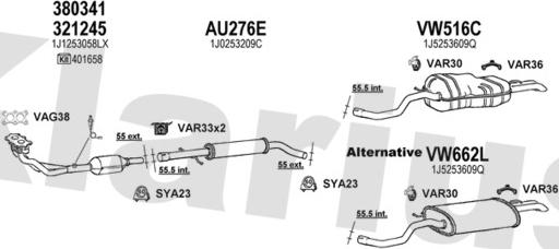 Klarius 930801U - Система випуску ОГ autocars.com.ua