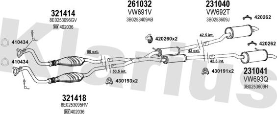 Klarius 931393E - Система випуску ОГ autocars.com.ua