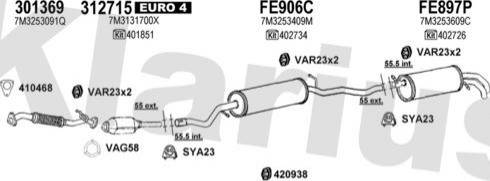 Klarius 931907U - Система випуску ОГ autocars.com.ua