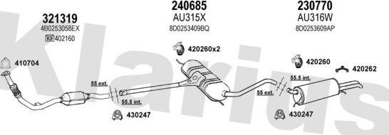 Klarius 940491E - Система випуску ОГ autocars.com.ua