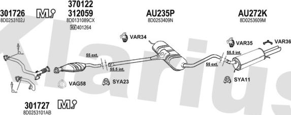 Klarius 940495U - Система випуску ОГ autocars.com.ua