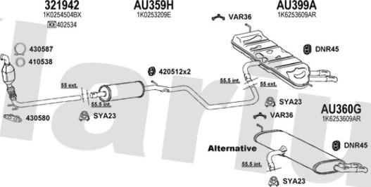 Klarius 940573U - Система випуску ОГ autocars.com.ua