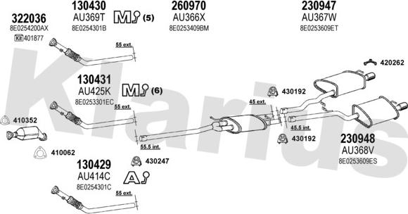 Klarius 940612E - Система випуску ОГ autocars.com.ua