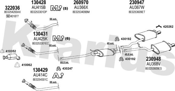 Klarius 940613E - Система випуску ОГ autocars.com.ua