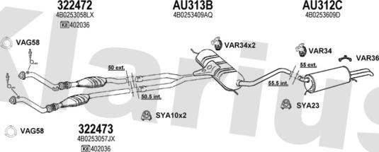 Klarius 940698U - Система випуску ОГ autocars.com.ua