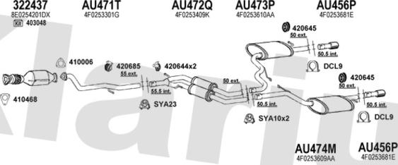 Klarius 940790U - Система випуску ОГ autocars.com.ua