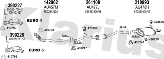 Klarius 940794E - Система випуску ОГ autocars.com.ua