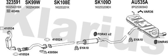 Klarius 940889U - Система випуску ОГ autocars.com.ua