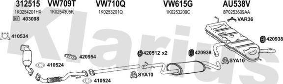 Klarius 940895U - Система випуску ОГ autocars.com.ua