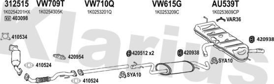 Klarius 940896U - Система випуску ОГ autocars.com.ua