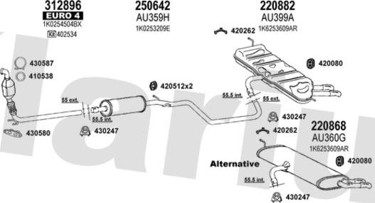Klarius 940911E - Система випуску ОГ autocars.com.ua