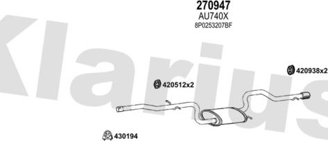 Klarius 940966E - Система випуску ОГ autocars.com.ua