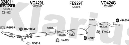 Klarius 960597U - Система випуску ОГ autocars.com.ua