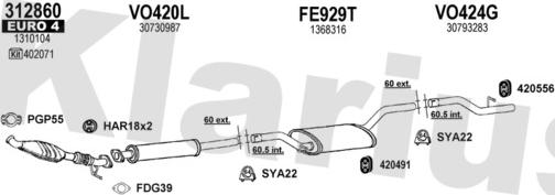 Klarius 960598U - Система випуску ОГ autocars.com.ua