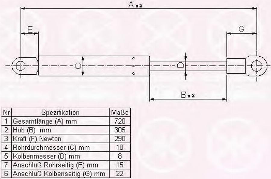 Klokkerholm 00182800 - Газова пружина, капот autocars.com.ua