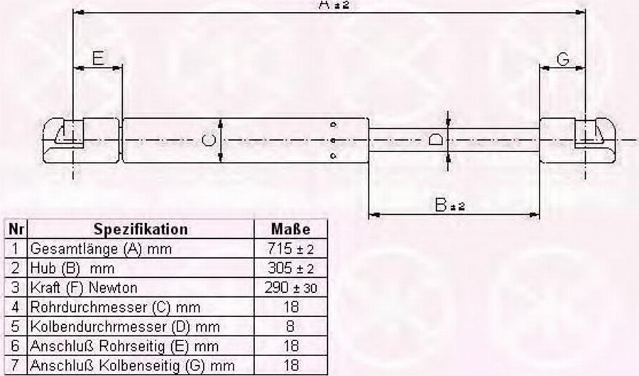 Klokkerholm 00192802 - Газова пружина, капот autocars.com.ua