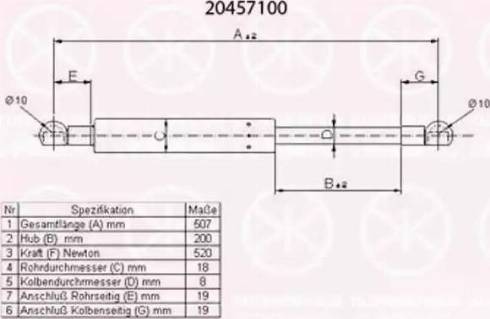 Klokkerholm 20457100 - Газовая пружина, упор avtokuzovplus.com.ua