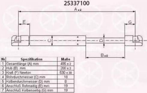 Klokkerholm 25337100 - Газовая пружина, упор autodnr.net