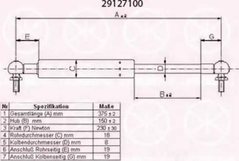 Klokkerholm 29127100 - Газовая пружина, упор autodnr.net