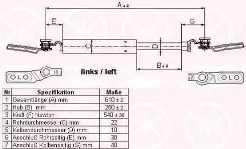 Klokkerholm 34507101 - Газовая пружина, упор avtokuzovplus.com.ua