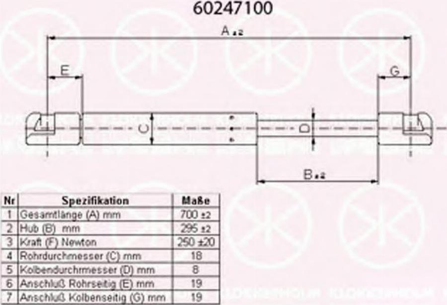 Klokkerholm 60247100 - Газова пружина, кришка багажник autocars.com.ua