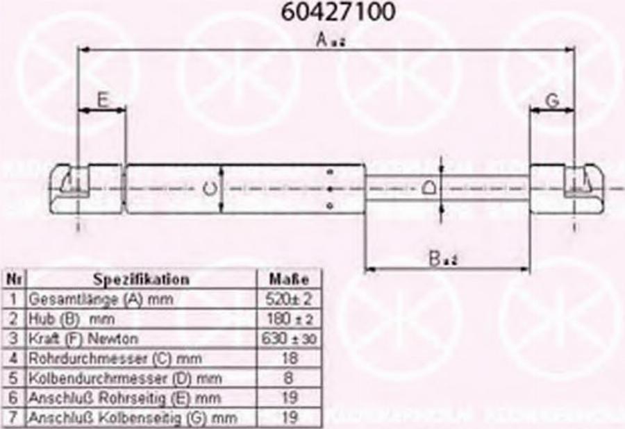 Klokkerholm 60427100 - Газовая пружина, упор autodnr.net