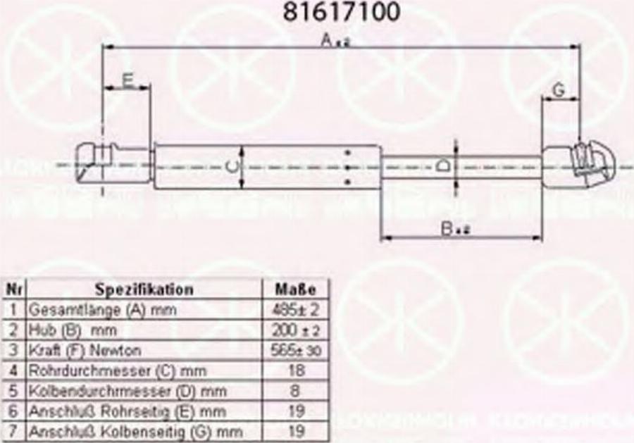 Klokkerholm 81617100 - Газовая пружина, упор autodnr.net