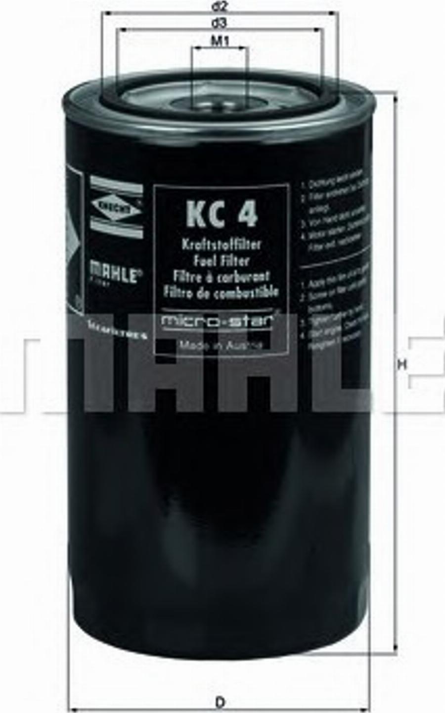 KNECHT KC 4 - Топливный фильтр avtokuzovplus.com.ua