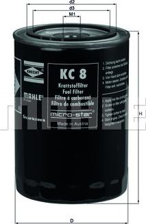 KNECHT KC 8 - Фільтр палив. IVECO вир-во Knecht-Mahle autocars.com.ua