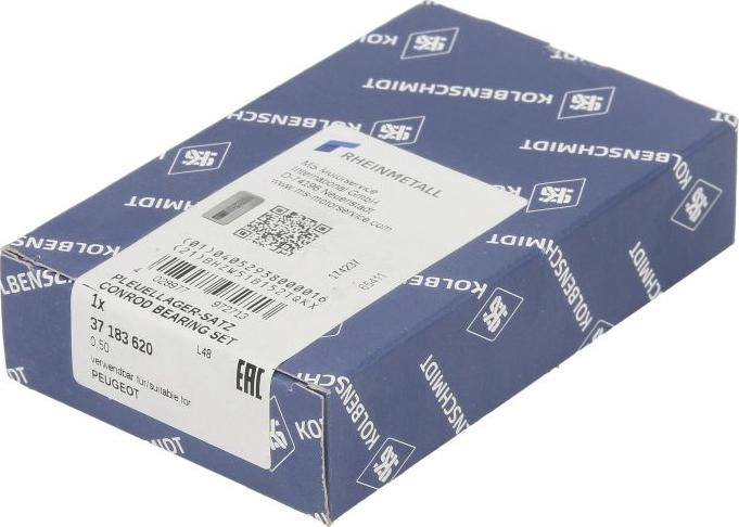 Kolbenschmidt 37 183 620 - Комплект шатунних вкладишів autocars.com.ua