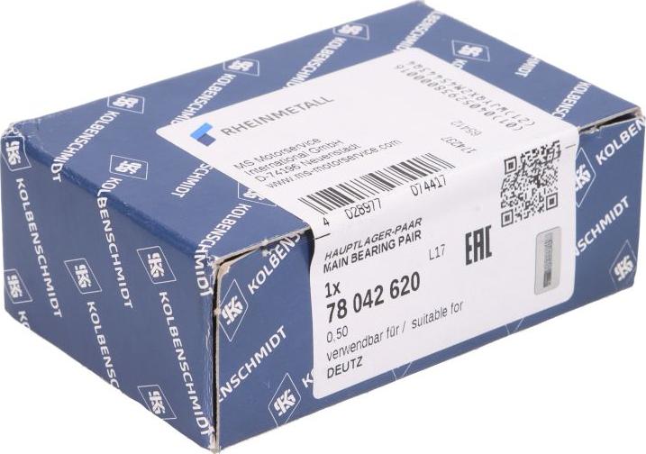 Kolbenschmidt 78042620 - Підшипник коленвала autocars.com.ua