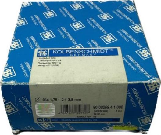 Kolbenschmidt 800026941000 - Комплект поршневих кілець autocars.com.ua