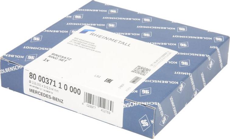 Kolbenschmidt 800037110000 - Комплект поршневих кілець autocars.com.ua