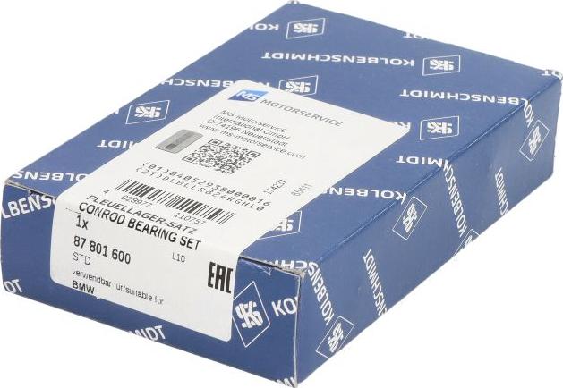 Kolbenschmidt 87801600 - Комплект шатунних вкладишів autocars.com.ua