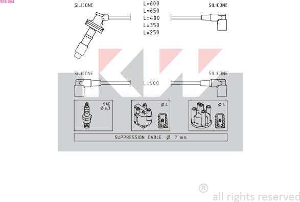 KW 358 064 - Комплект проводів запалювання autocars.com.ua