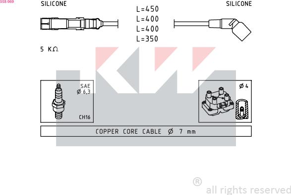 KW 358 069 - Комплект проводов зажигания avtokuzovplus.com.ua