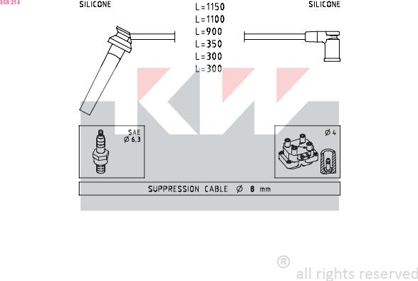 KW 358 214 - Комплект проводов зажигания avtokuzovplus.com.ua