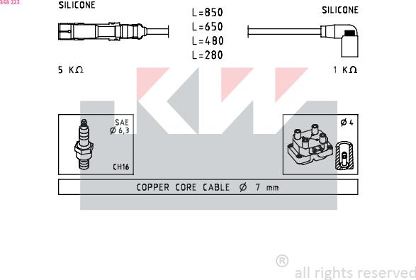 KW 358 223 - Комплект проводов зажигания autodnr.net