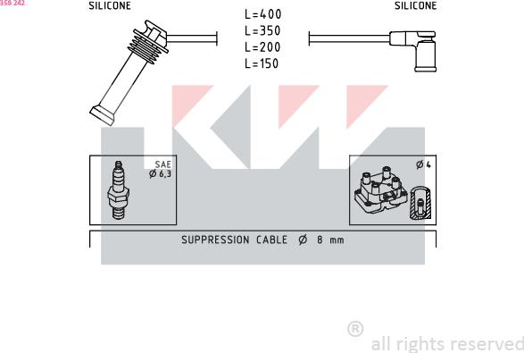 KW 358 242 - Комплект проводов зажигания avtokuzovplus.com.ua