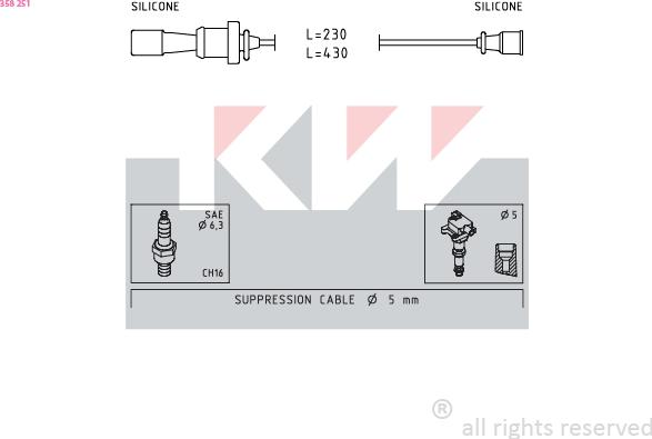 KW 358 251 - Комплект проводів запалювання autocars.com.ua