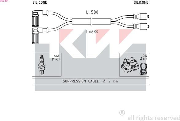 KW 359 351 - Комплект проводов зажигания avtokuzovplus.com.ua