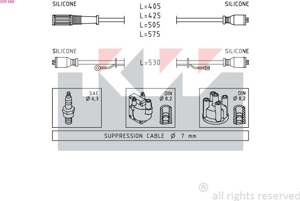 KW 359 386 - Комплект проводов зажигания avtokuzovplus.com.ua