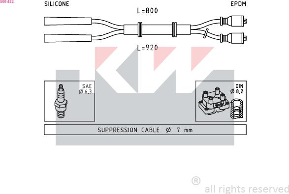 KW 359 432 - Комплект проводів запалювання autocars.com.ua