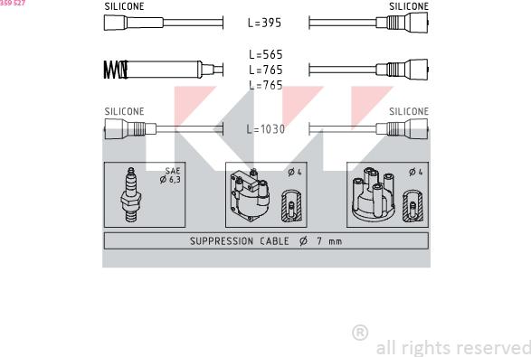 KW 359 527 - Комплект проводів запалювання autocars.com.ua