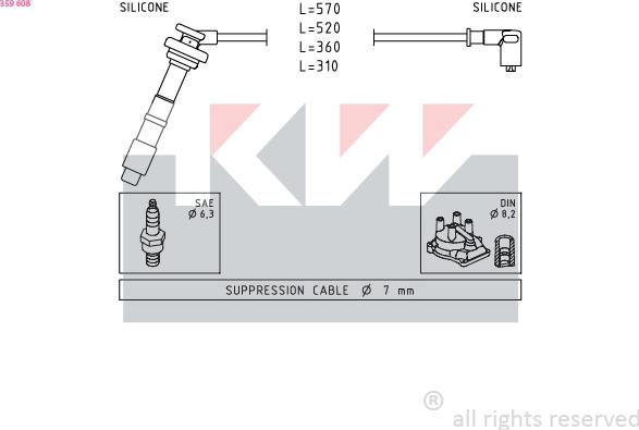 KW 359 608 - Комплект проводов зажигания autodnr.net