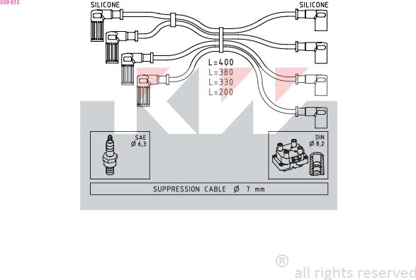 KW 359 615 - Комплект проводов зажигания avtokuzovplus.com.ua