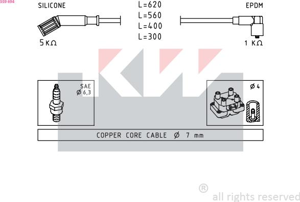 KW 359 694 - Комплект проводов зажигания autodnr.net