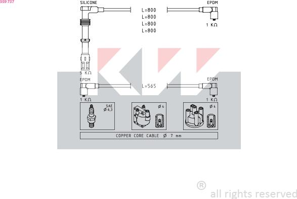 KW 359 737 - Комплект проводів запалювання autocars.com.ua