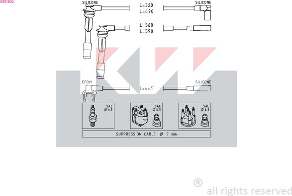 KW 359 802 - Комплект проводів запалювання autocars.com.ua